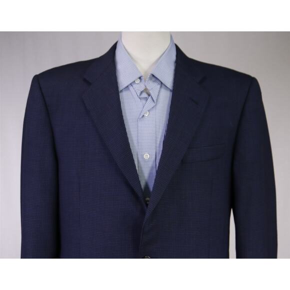 Hickey Freeman Blue Blazer Houndstooth Wool Sportcoat Jacket 40R - Picture 3 of 8